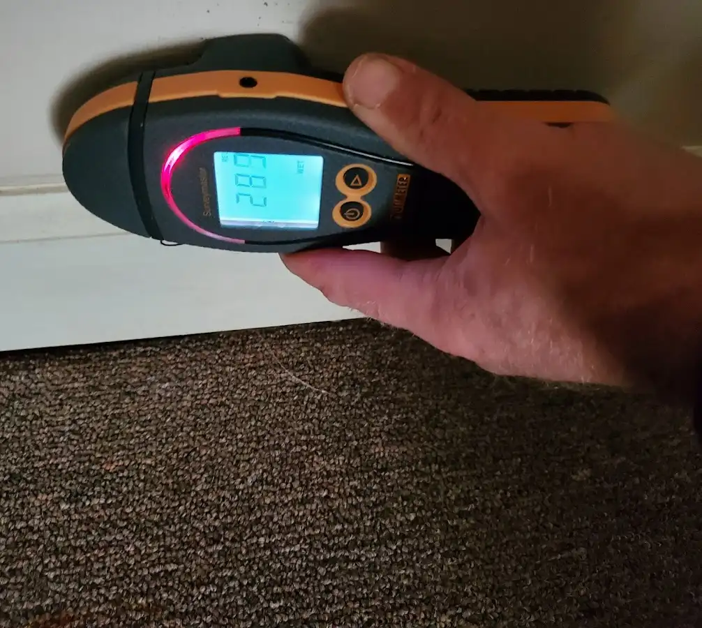 Moisture detection at baseboard during Mold Inspection & Testing in Tahlequah